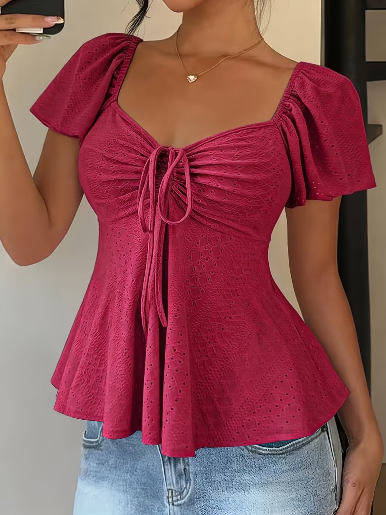 Mariah | Breathable V-Neck Drawstring Top