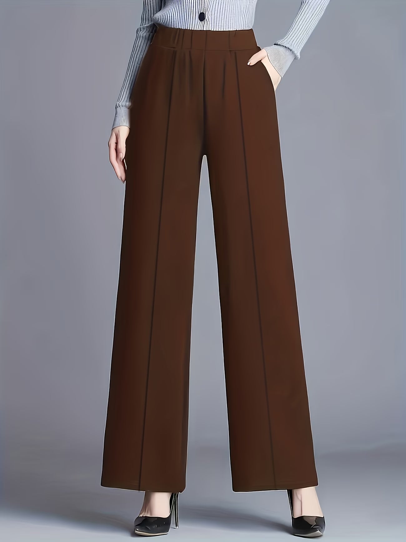 Eviana | Elegant High-Waisted Slant Pocket Pants