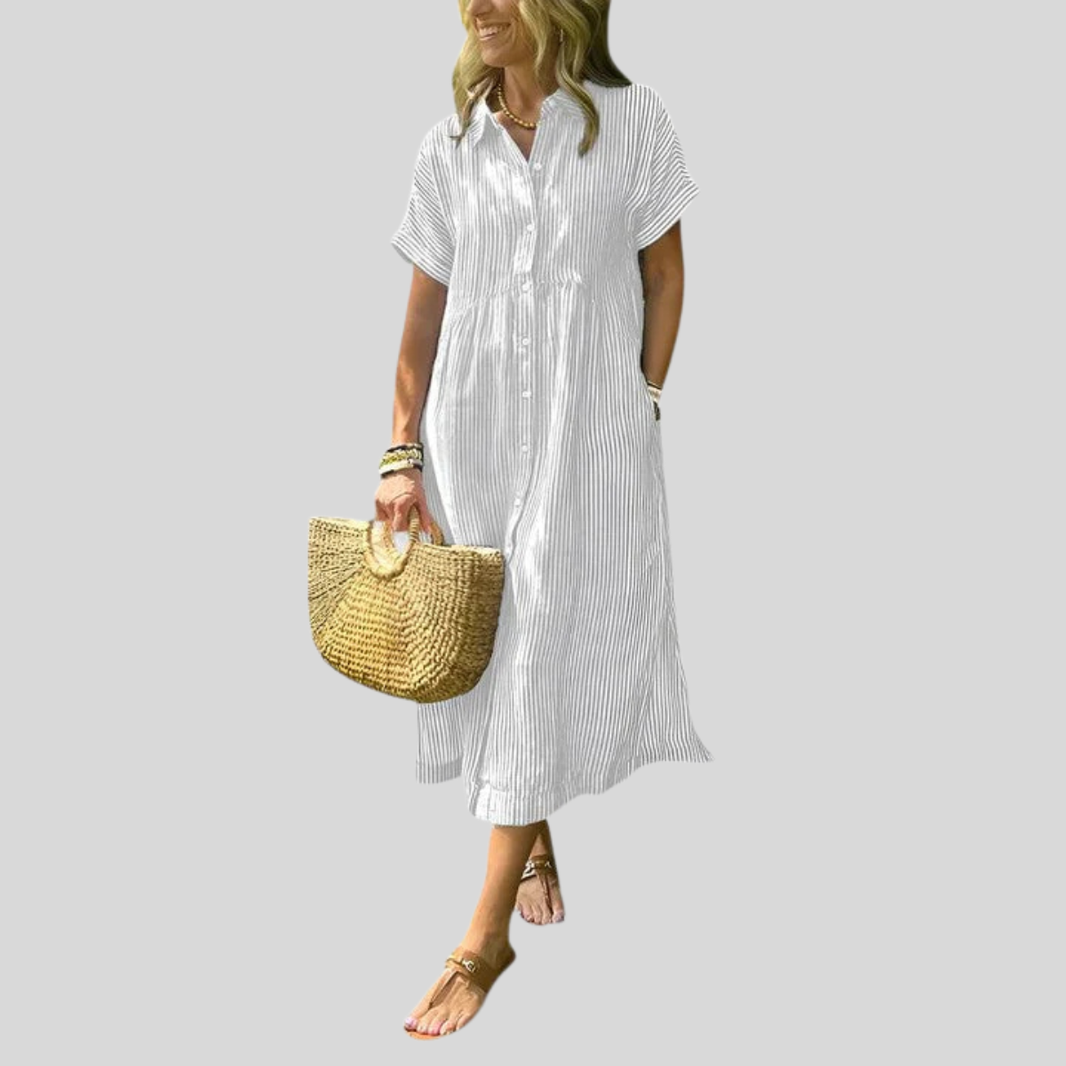 Lara | Women's Vertical Stripe Comfortable Dress