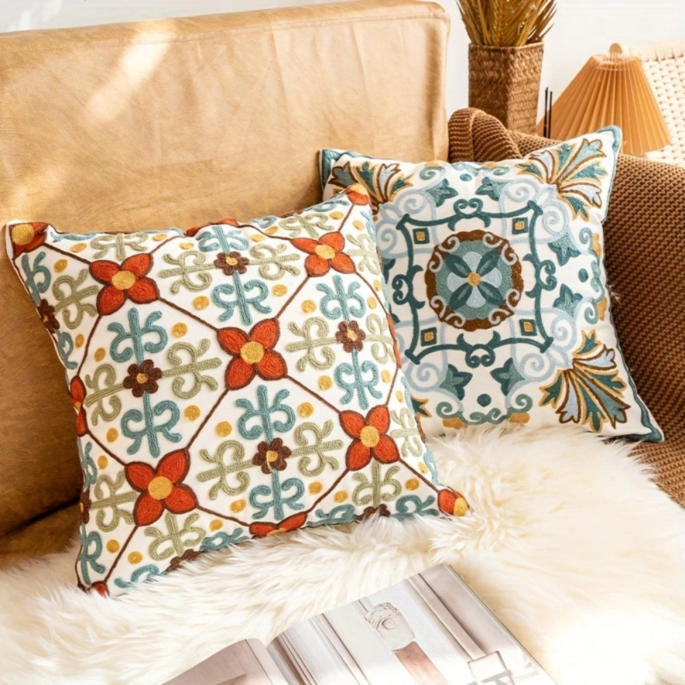 Aurae Embroidered Vintage Cushion Cover