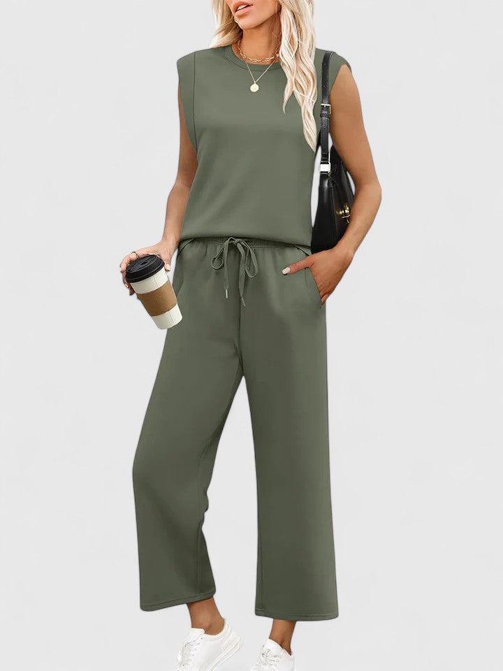 Ava | Women's Elegant Two-Piece Set with Wide-Leg Pants