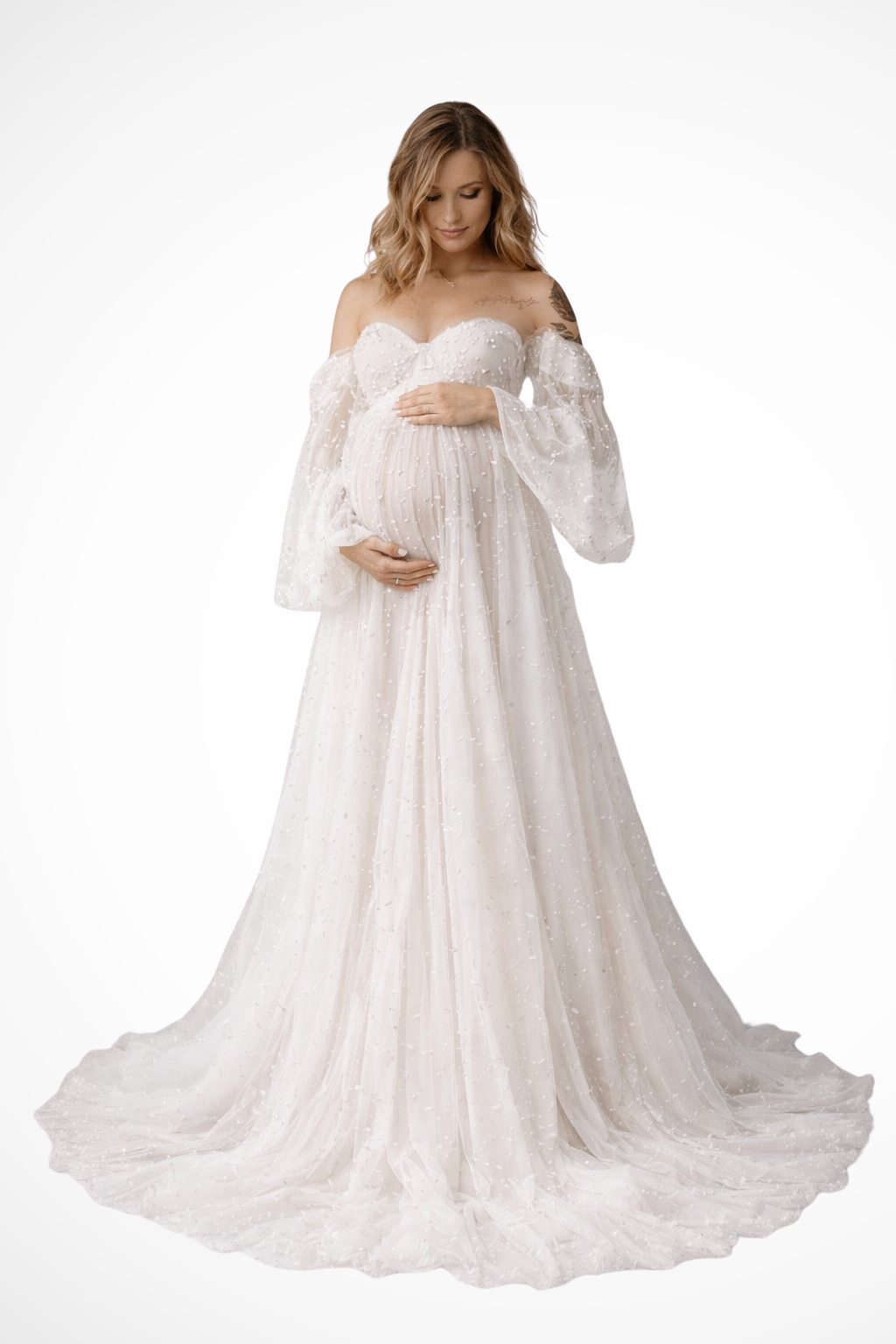Celia | Women's Off-Shoulder Maternity Maxi Dress