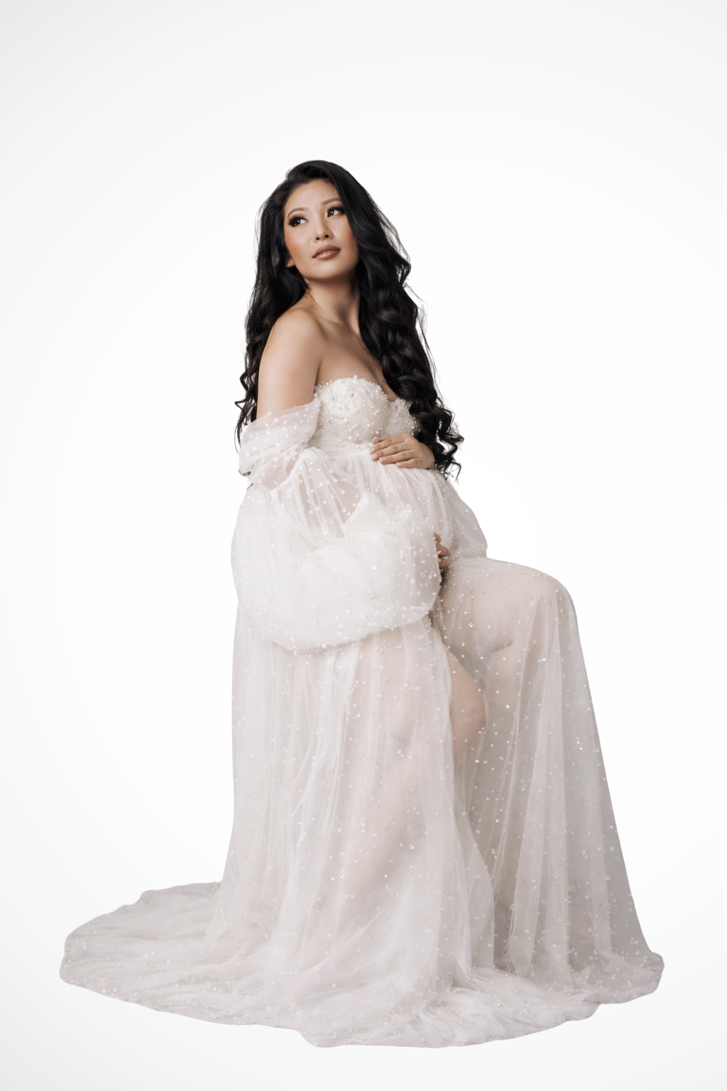 Celia | Women's Off-Shoulder Maternity Maxi Dress