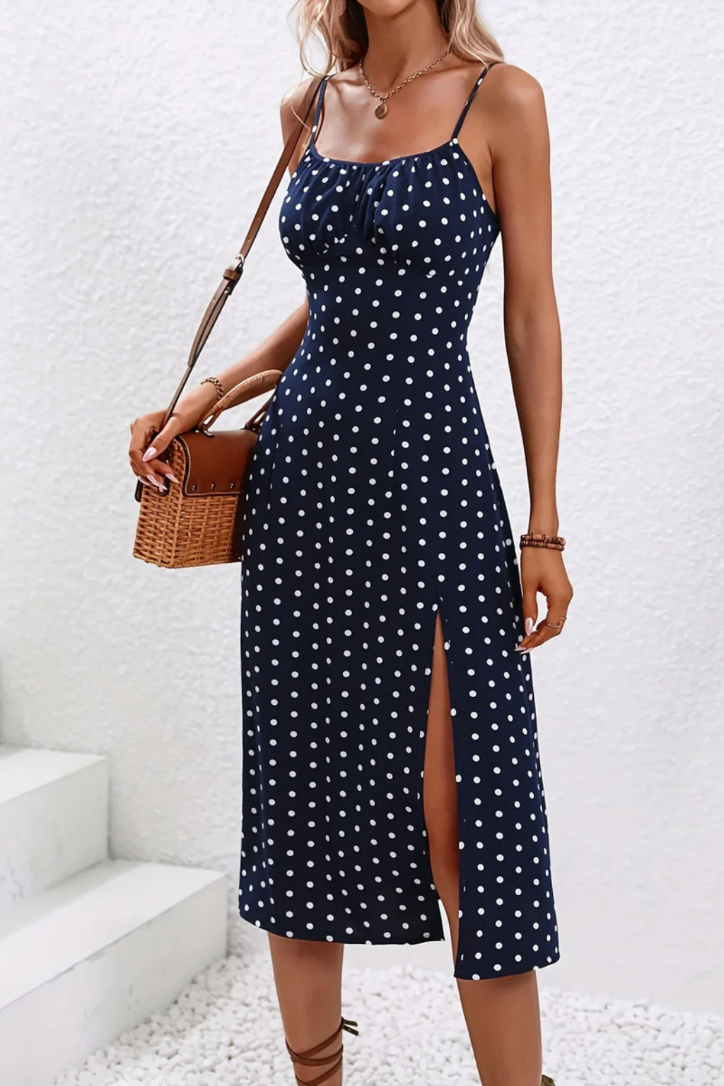 Charlotte | Women's Floral Midi Slip Dress with Slit