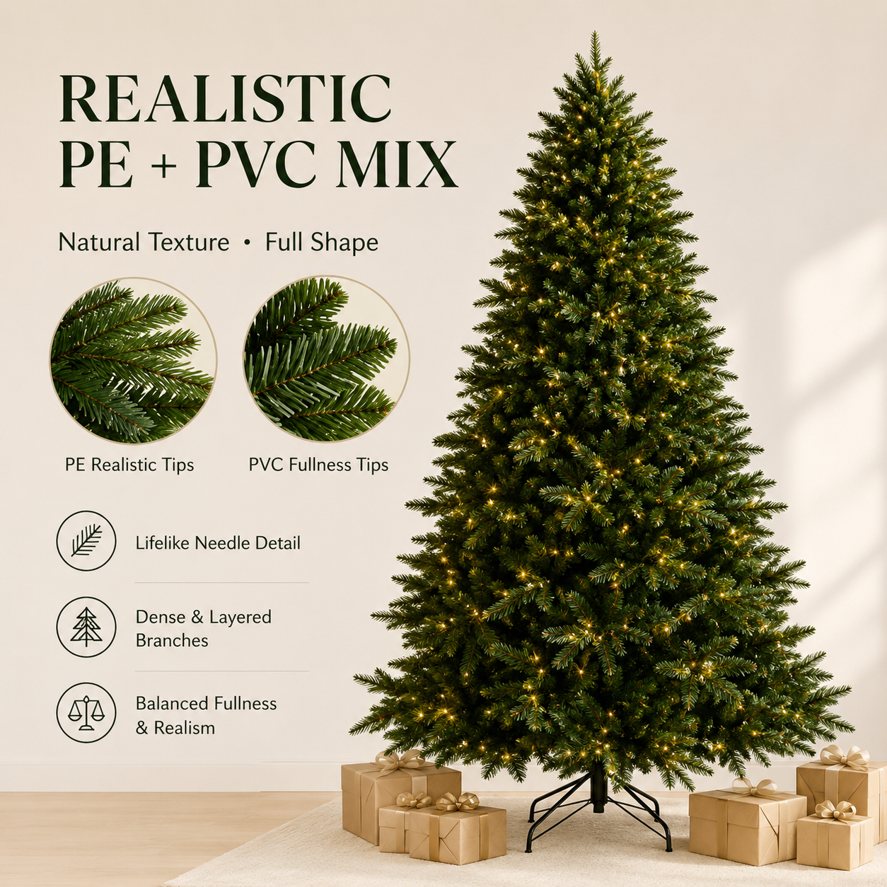 Artificial Christmas Tree PE+PVC Material Large Christmas Tree 120cm To 180cm Family Christmas and New Year Decoration