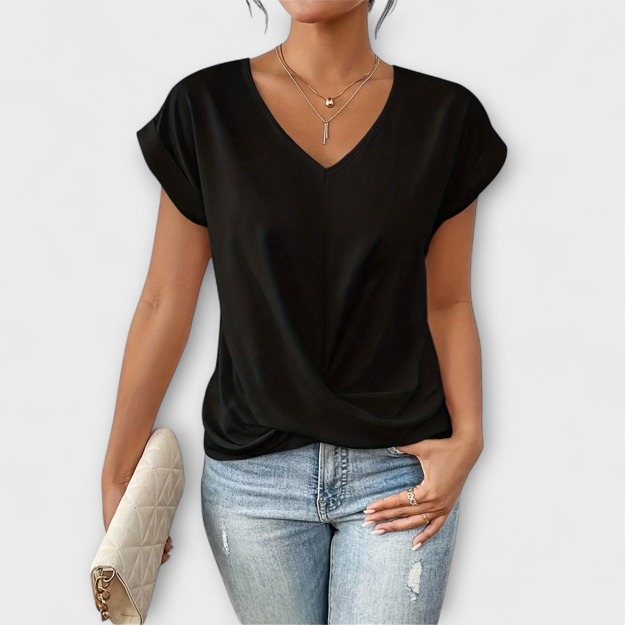 Clara | Women's Elegant V-Neck Top with Buttons