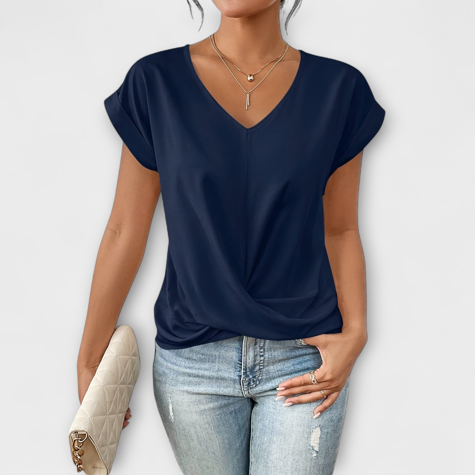 Clara | Women's Elegant V-Neck Top with Buttons