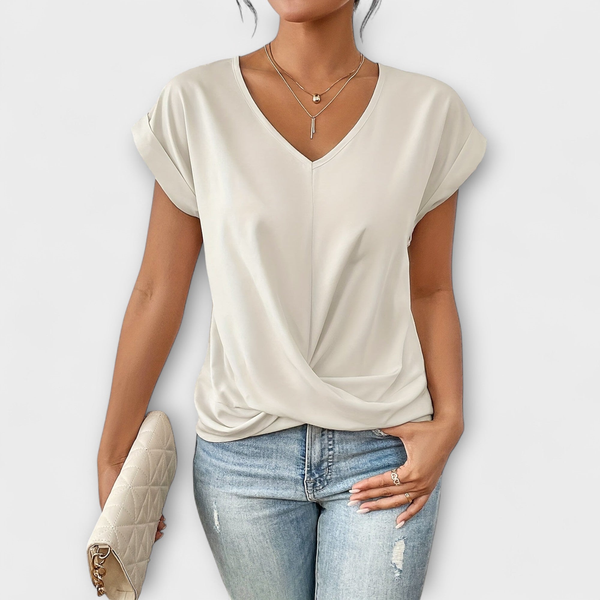 Clara | Women's Elegant V-Neck Top with Buttons