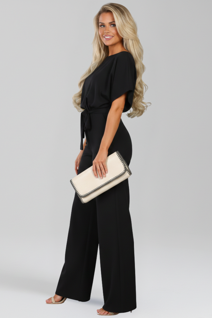 Gail | Women's Jumpsuit Tie-Belt Wide-Leg Design