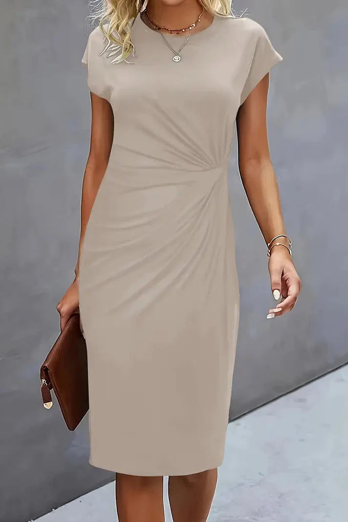 WOMEN’S PROM DRESS | RUCHED MIDI EVENING OUTFIT