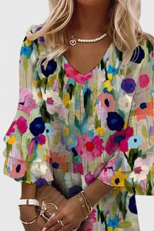 Ella | Women's Floral V-Neck Mini Dress