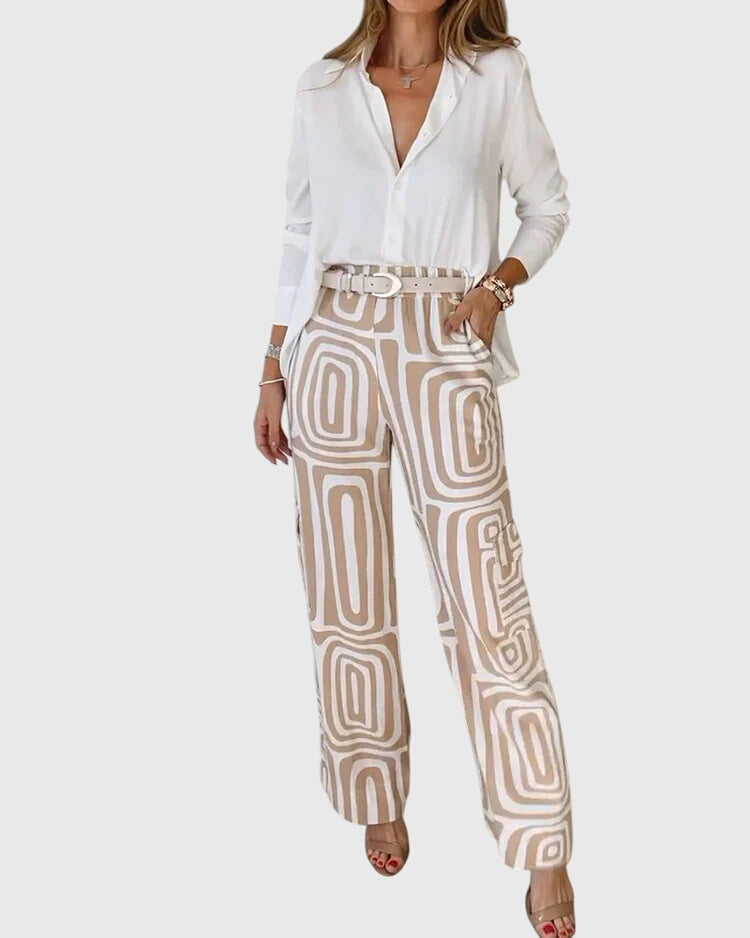 Ella | Women's Tailored Pants Set with Blouse and Belt