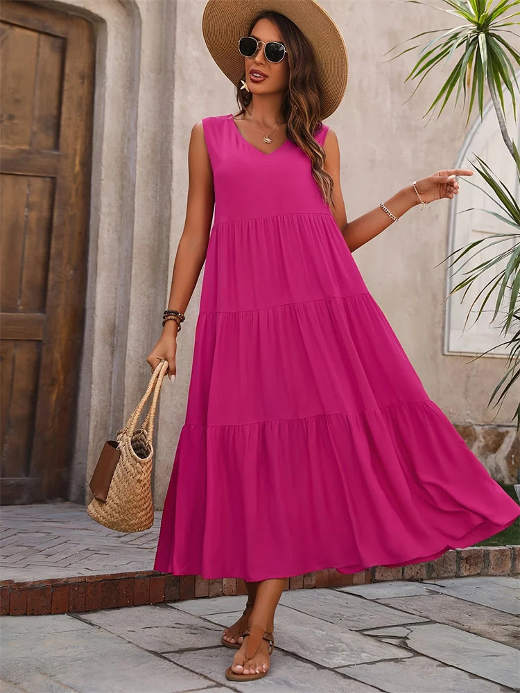 Florence | Women's Tiered V-Neck Maxi Dress