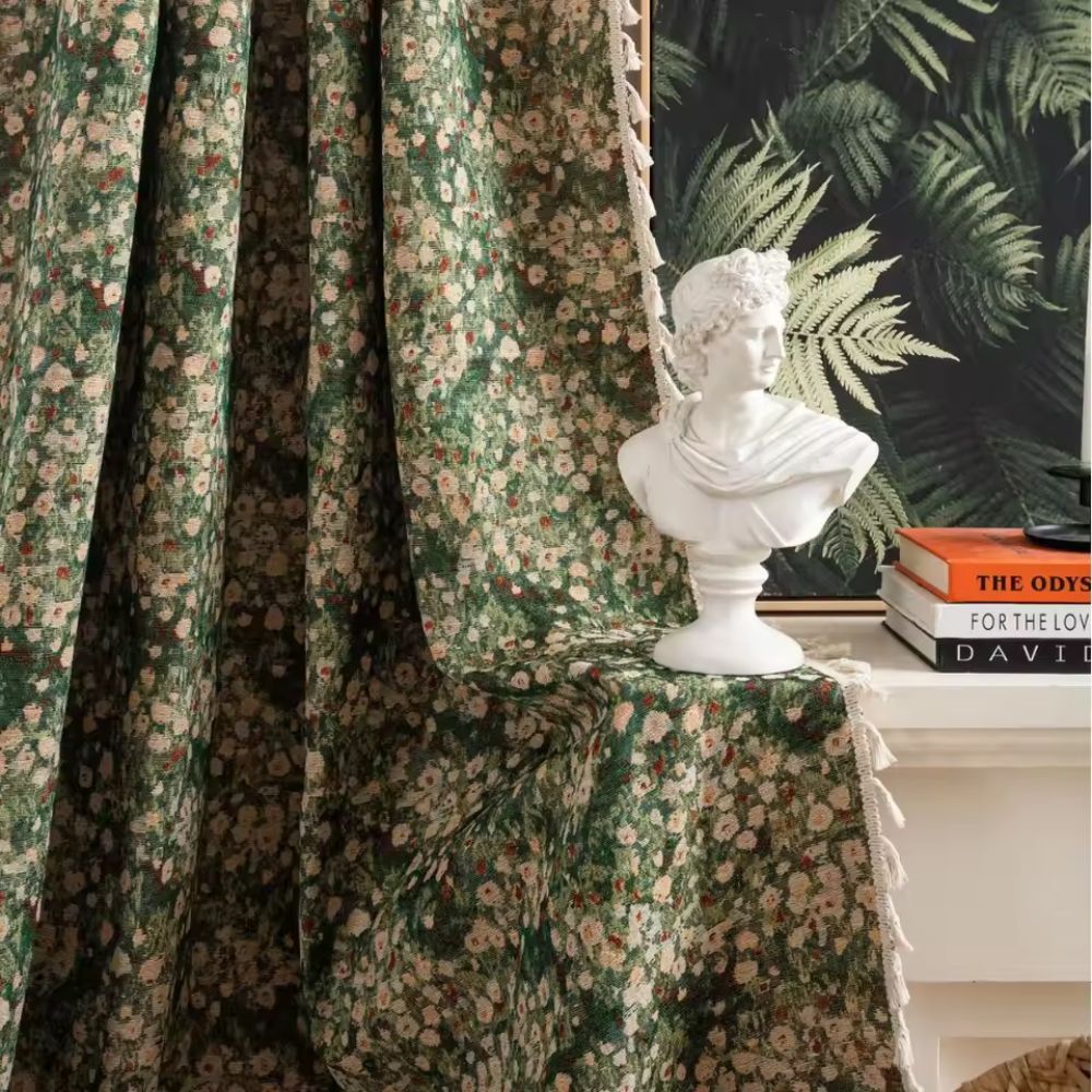 French Vintage Floral Tapestry Curtain