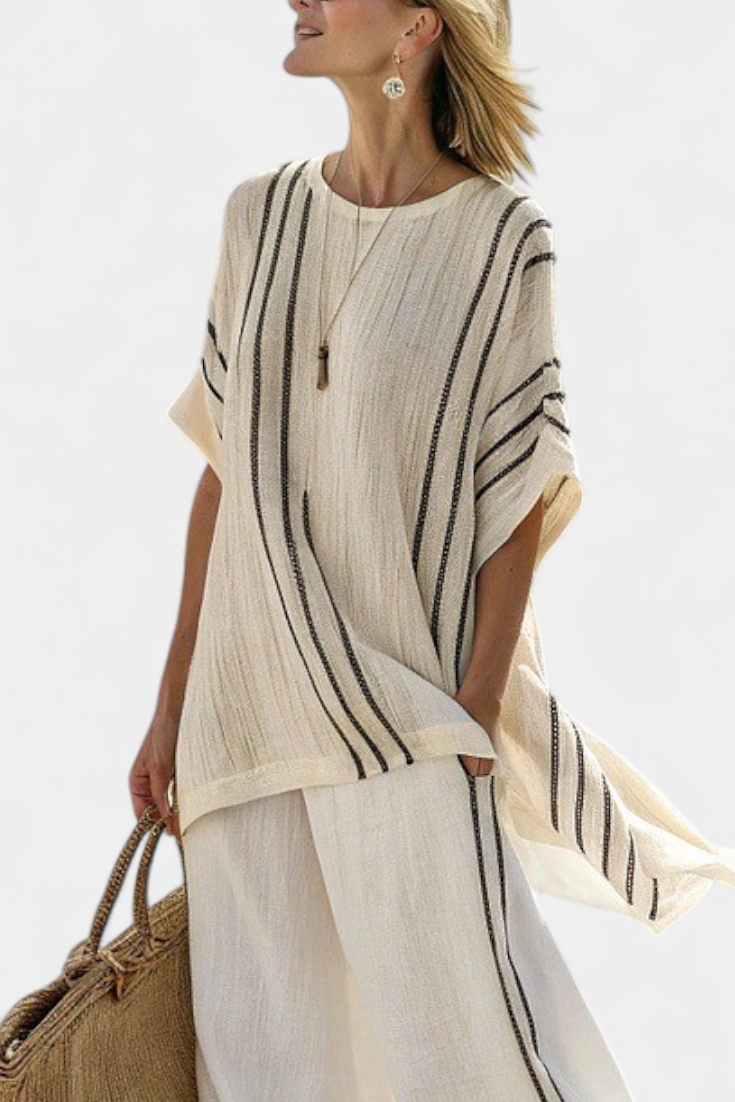 Grace | Women's Linen Striped Wide-Leg Outfit