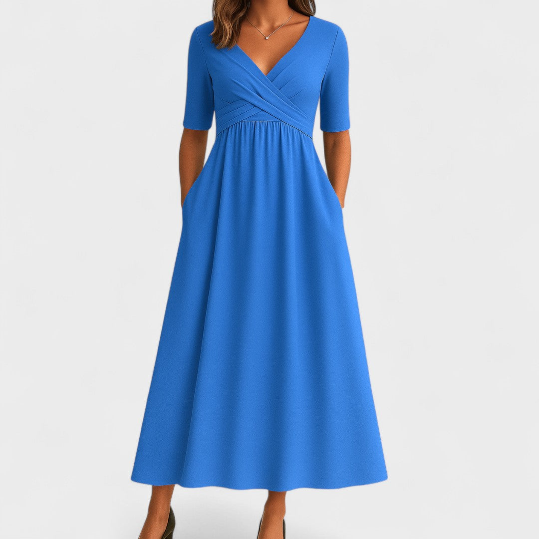 Ivy | Women's Elegant Midi Dress with Pockets