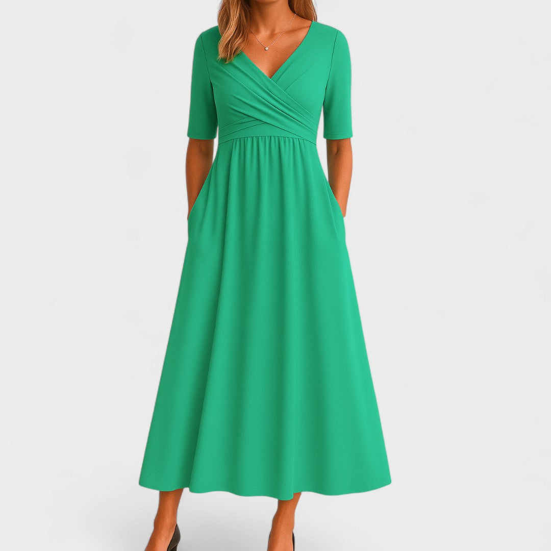 Ivy | Women's Elegant Midi Dress with Pockets