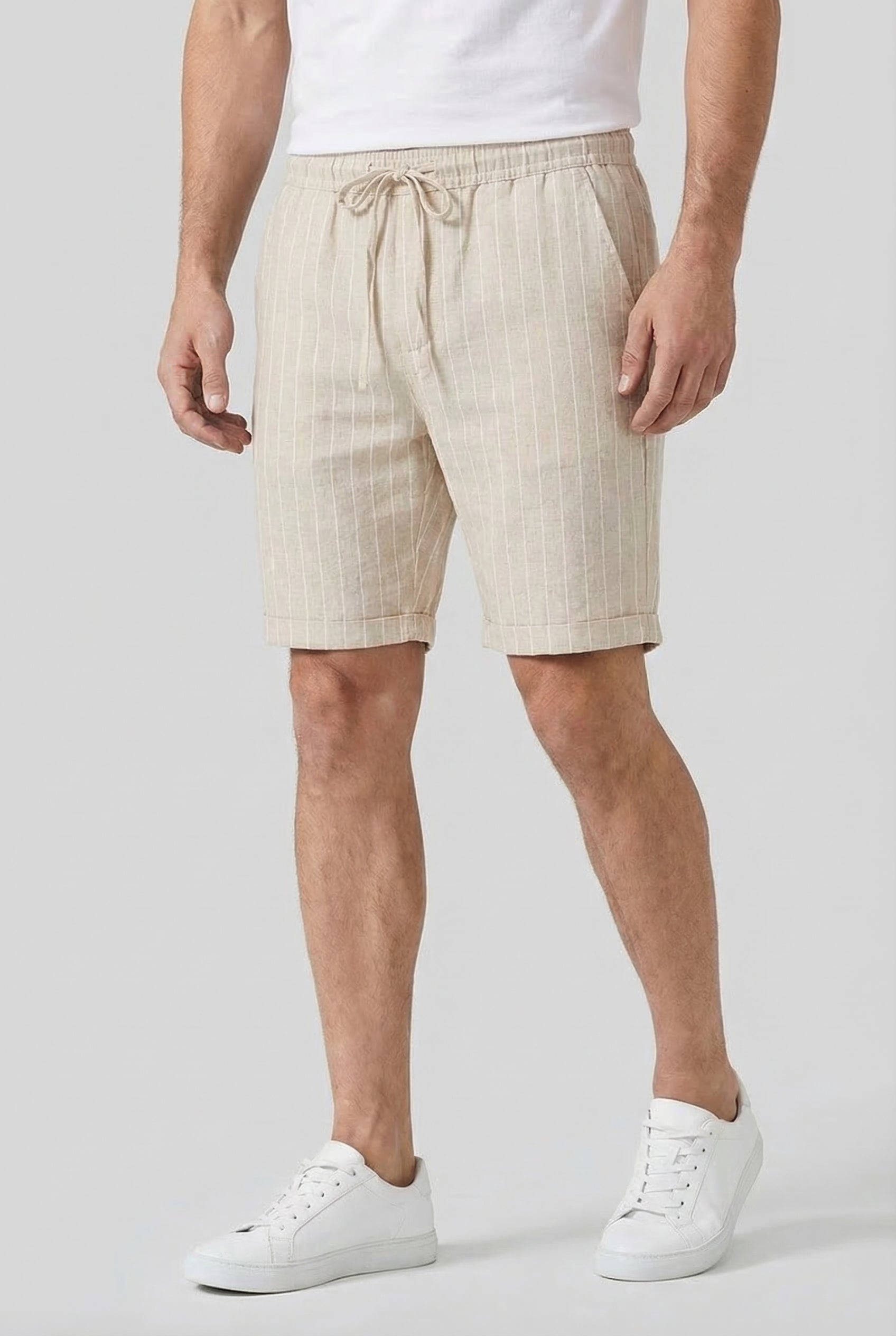 Wayne | Men's Linen-Blend Pinstripe Shorts