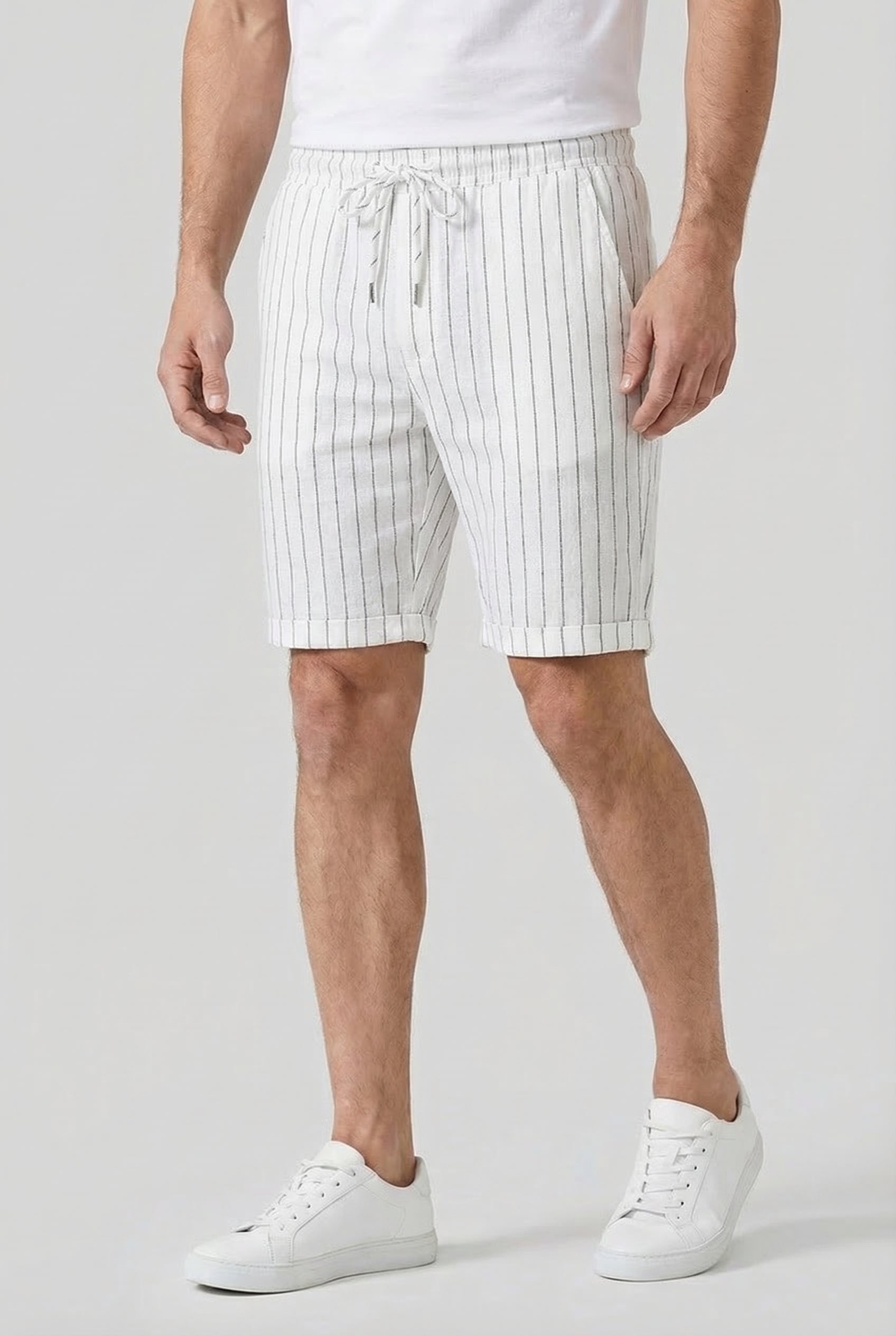Wayne | Men's Linen-Blend Pinstripe Shorts