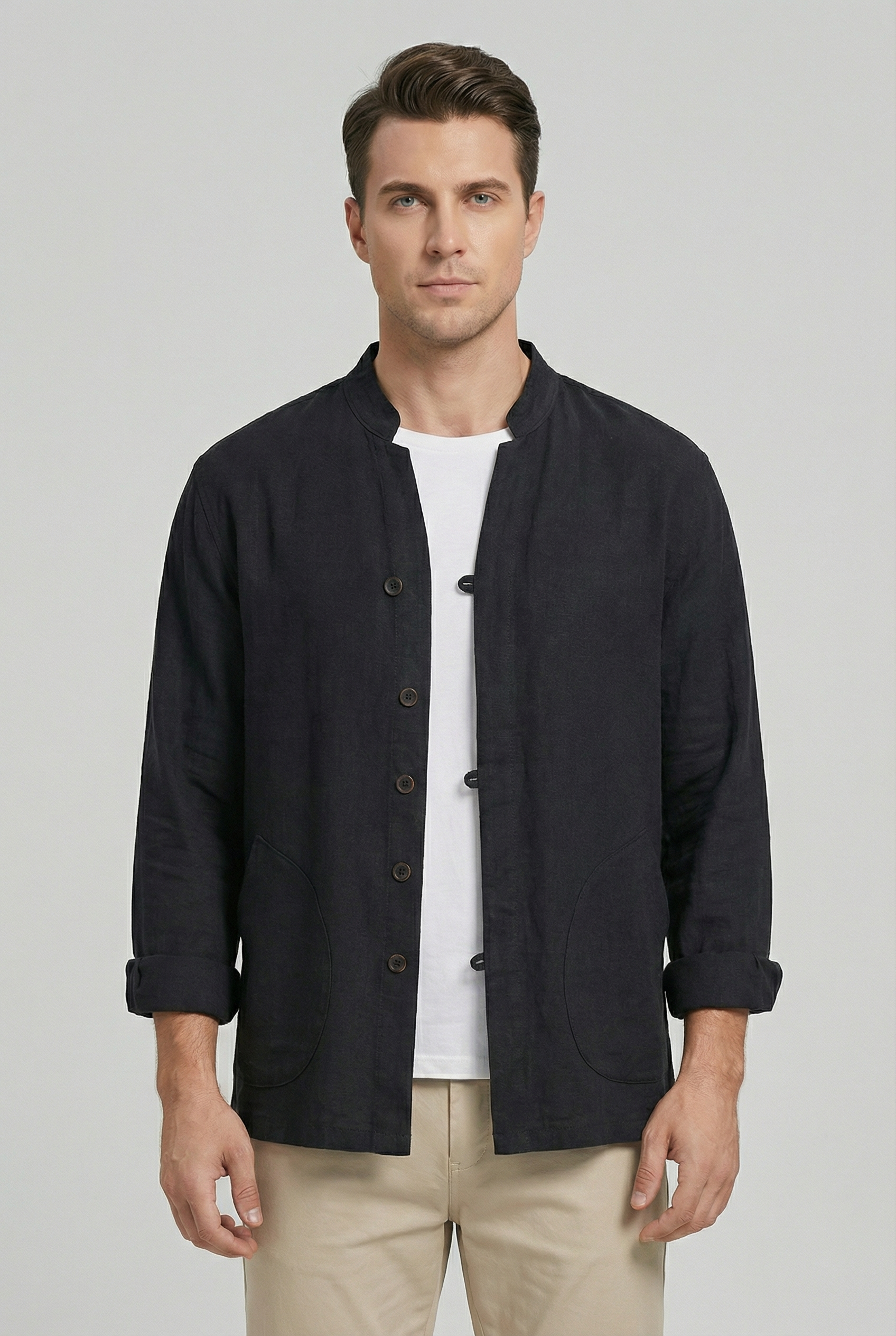 Isaac | Men's Linen Long Sleeve Shirt Jacket