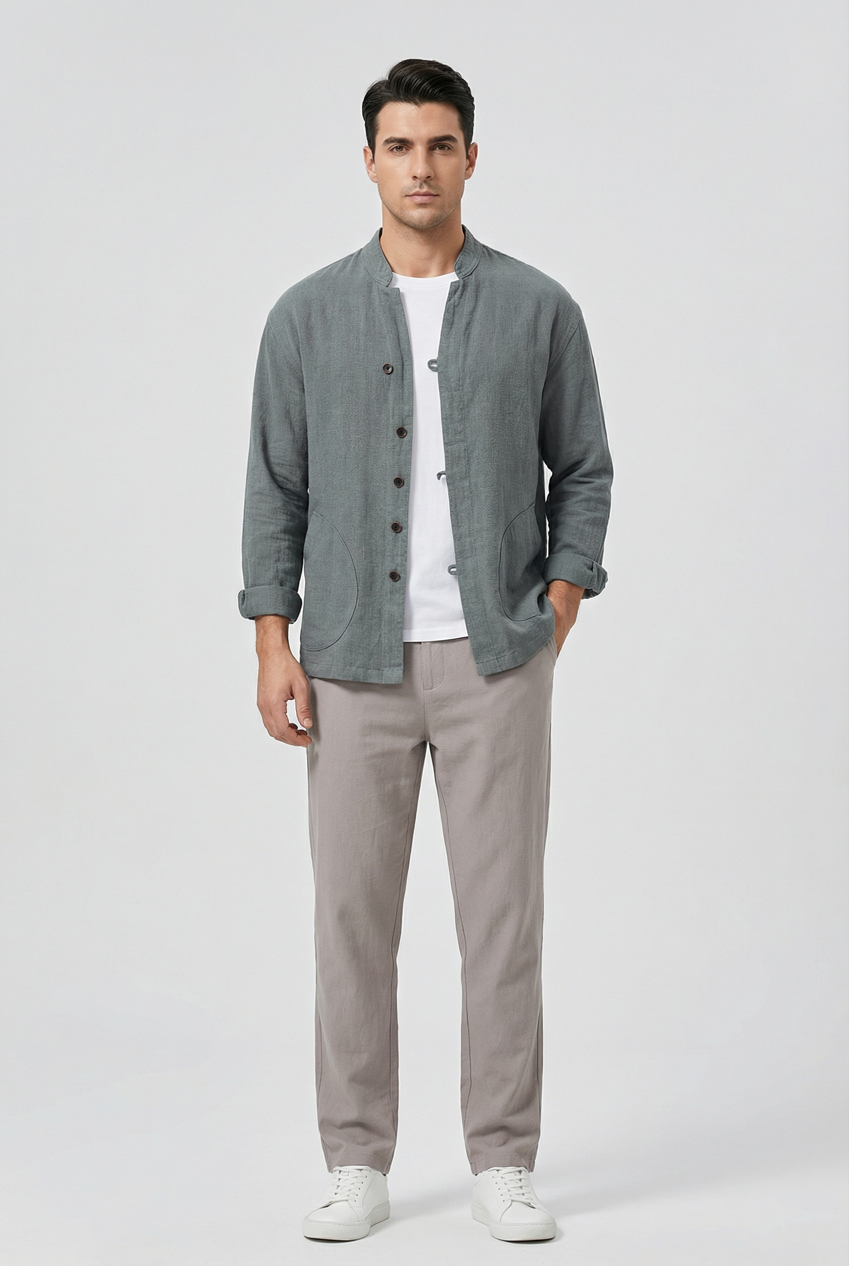 Isaac | Men's Linen Long Sleeve Shirt Jacket