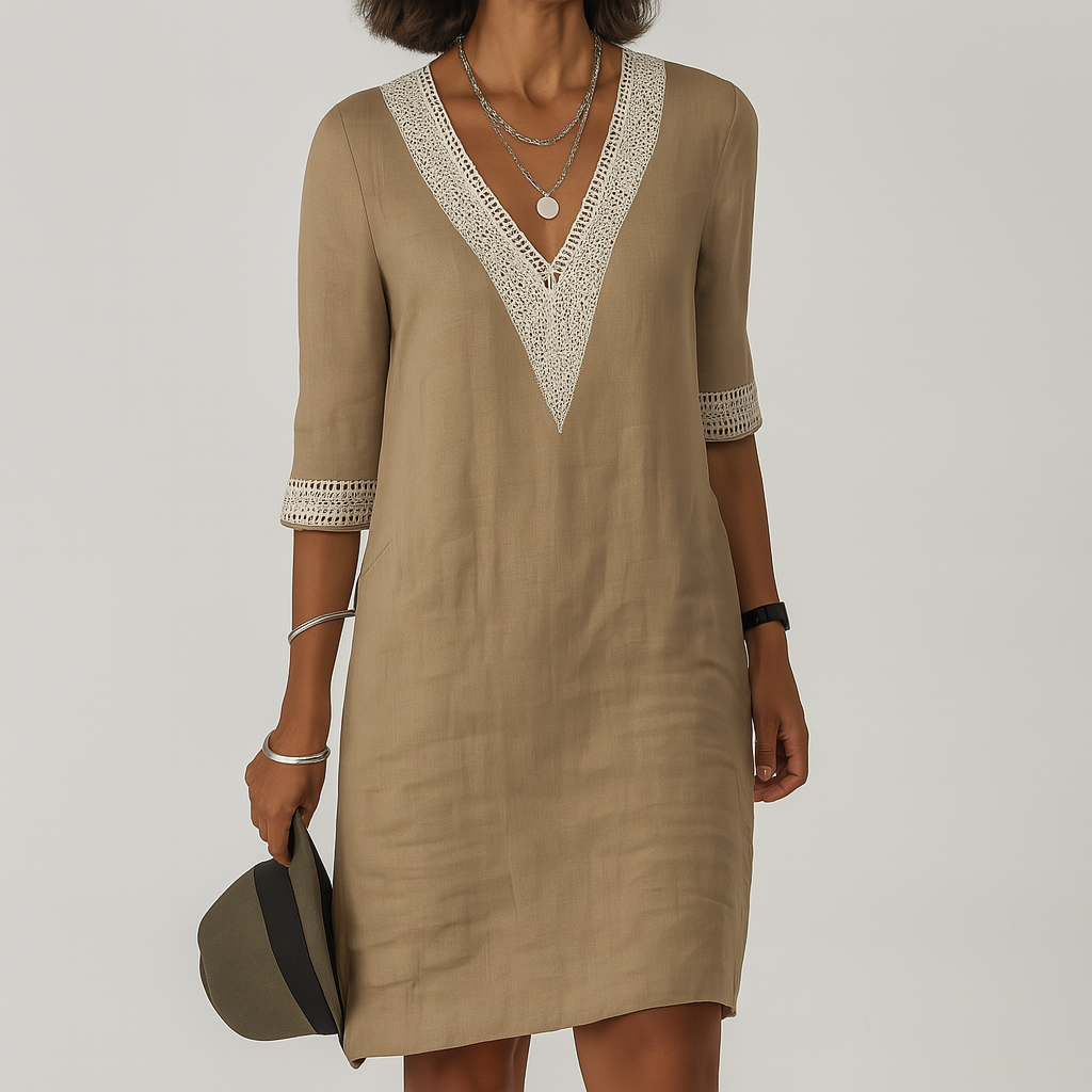 Lila | Women's Linen Midi Summer Dress Relaxed Fit