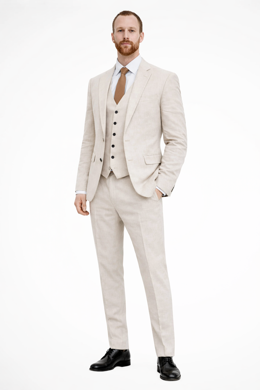 Marcus | Men's Linen Three-Piece Suit for Summer