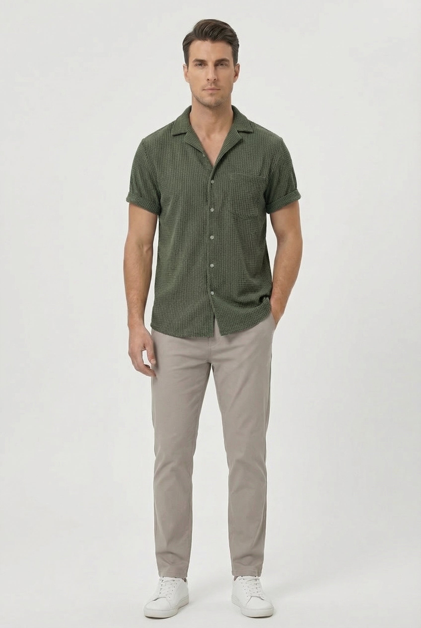 Connor | Men's Casual Waffle Textured Button Shirt