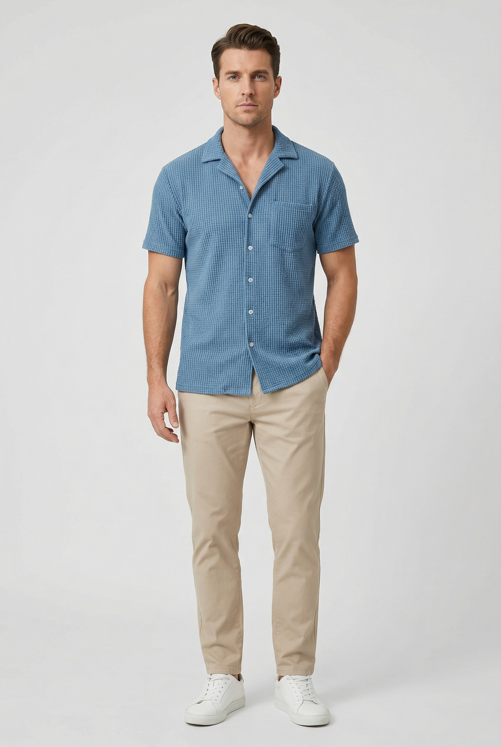 Connor | Men's Casual Waffle Textured Button Shirt