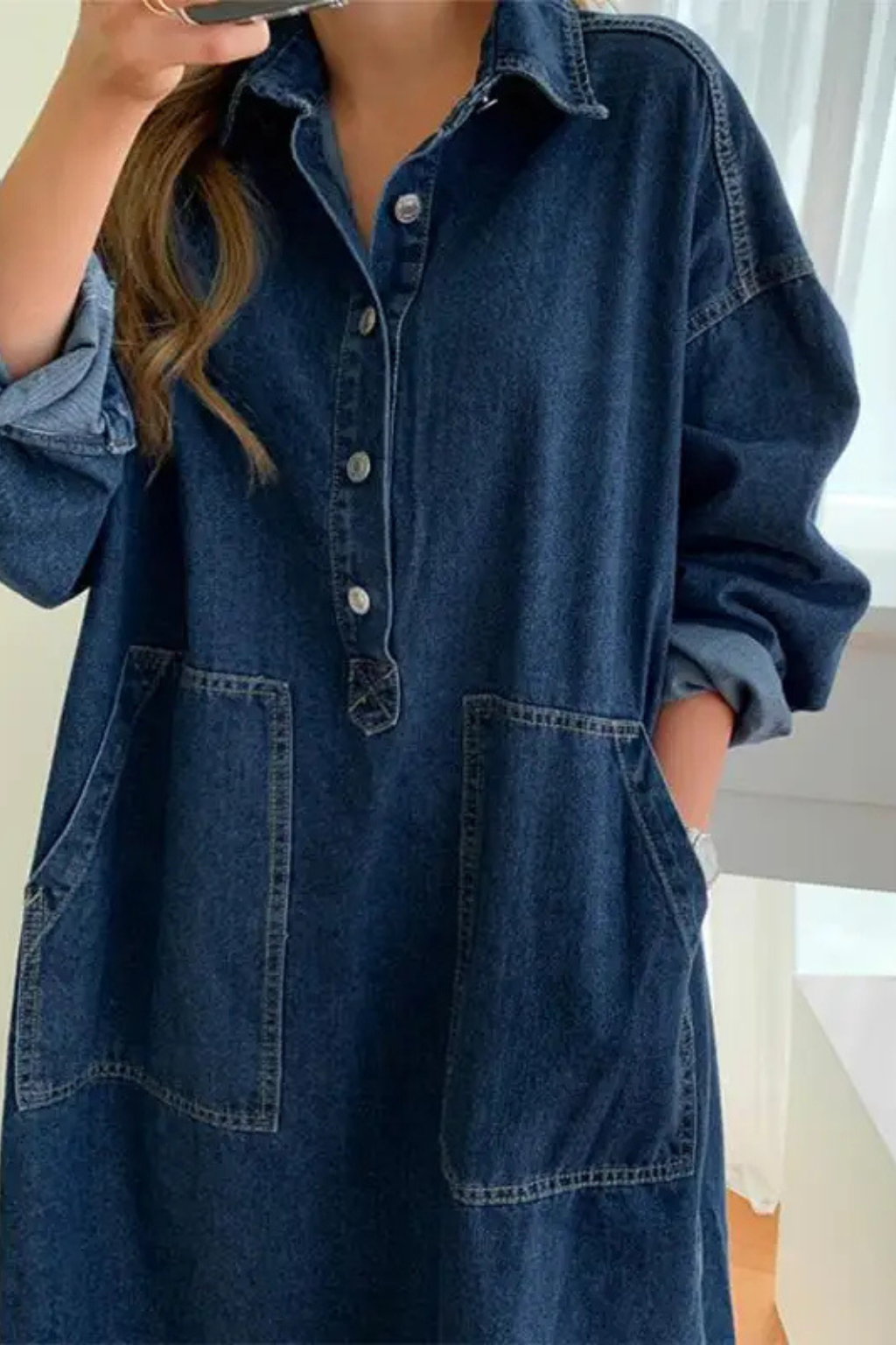 Gabby | Women's Denim Oversized Maxi Dress with Pockets