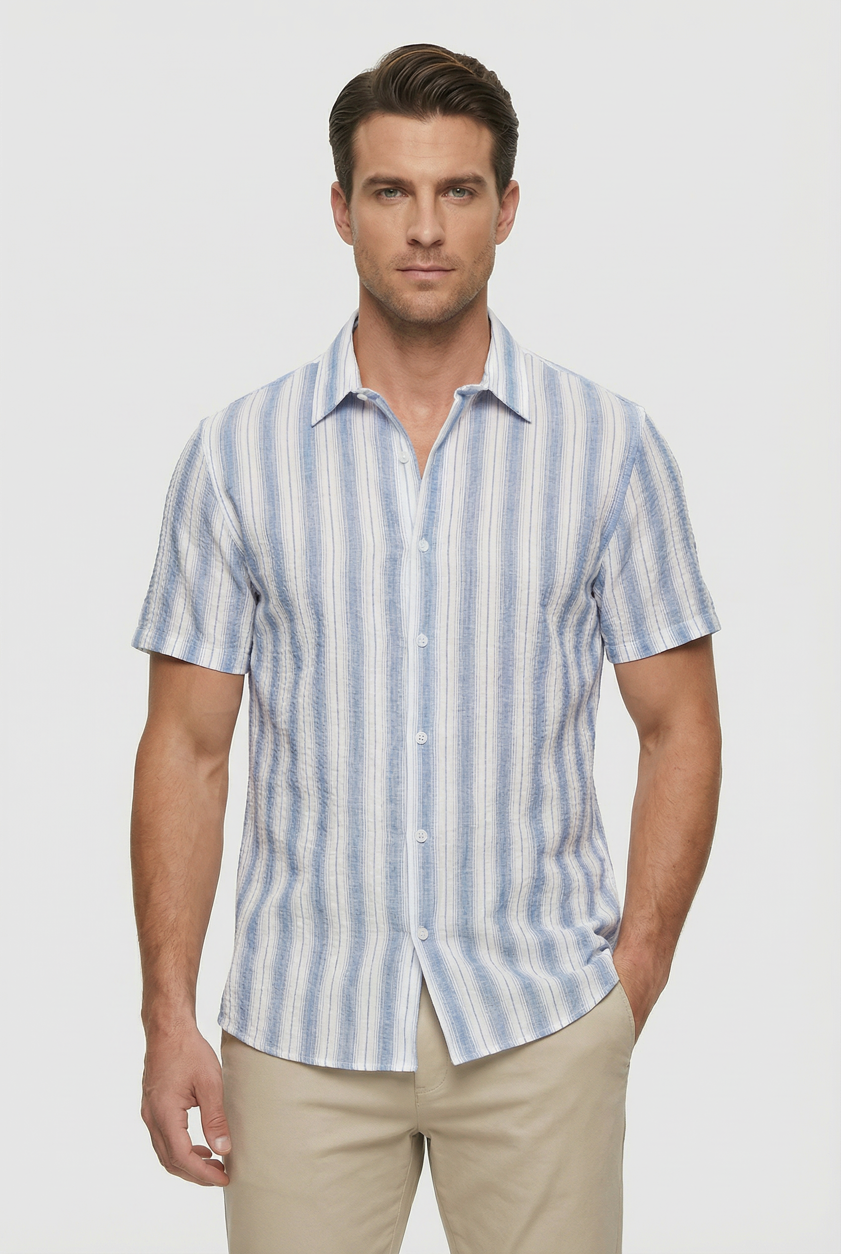 Ollie | Men's Cotton Short Sleeve Striped Shirt