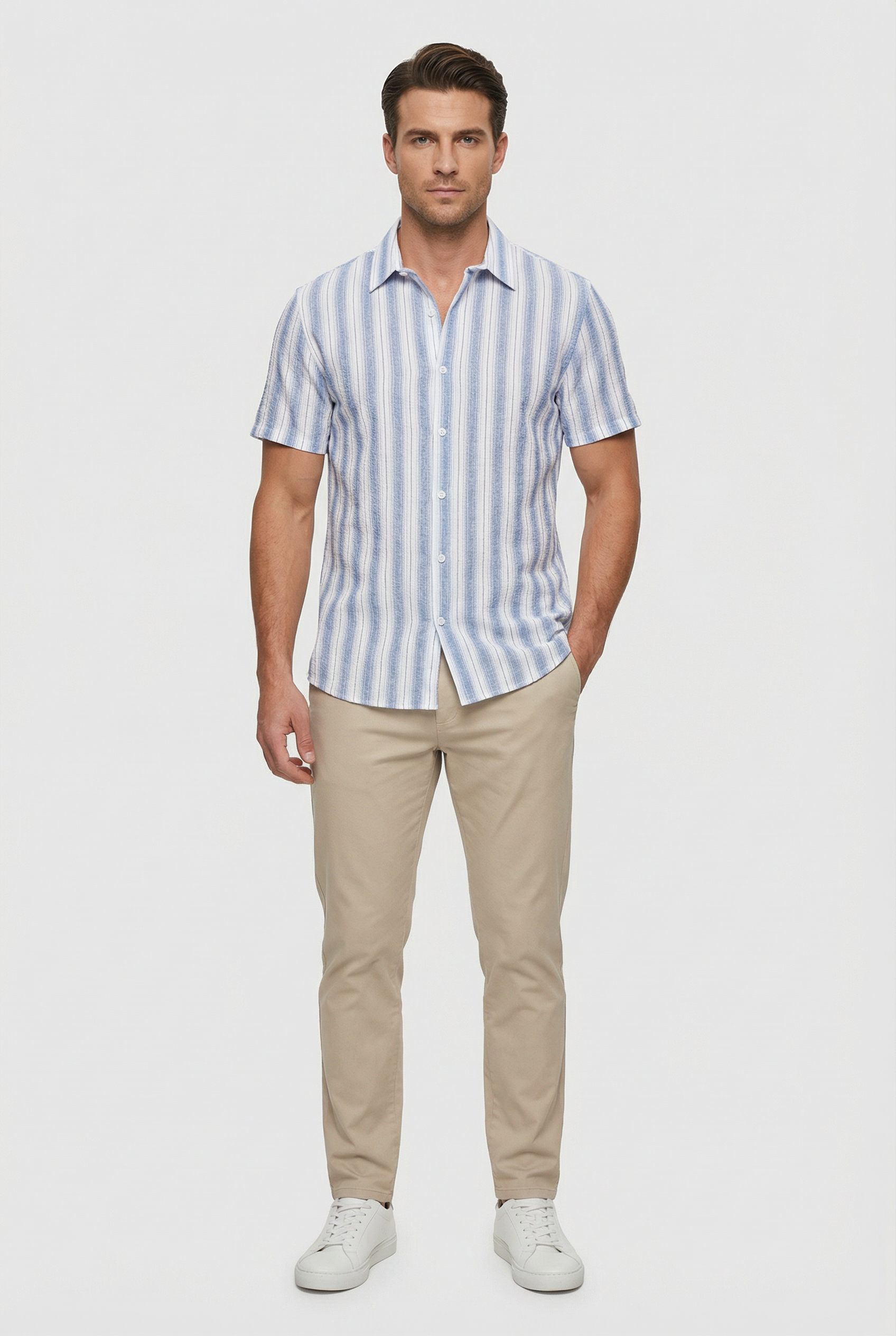 Ollie | Men's Cotton Short Sleeve Striped Shirt