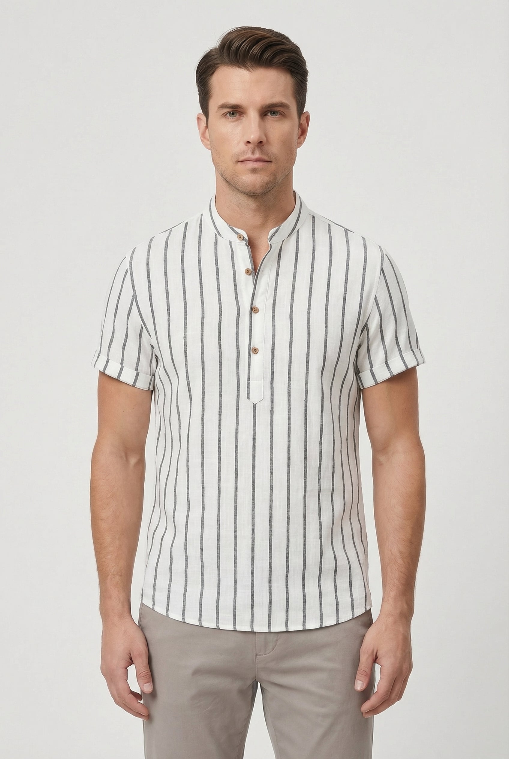 Dylan | Men's Cotton Striped Short Sleeve Shirt