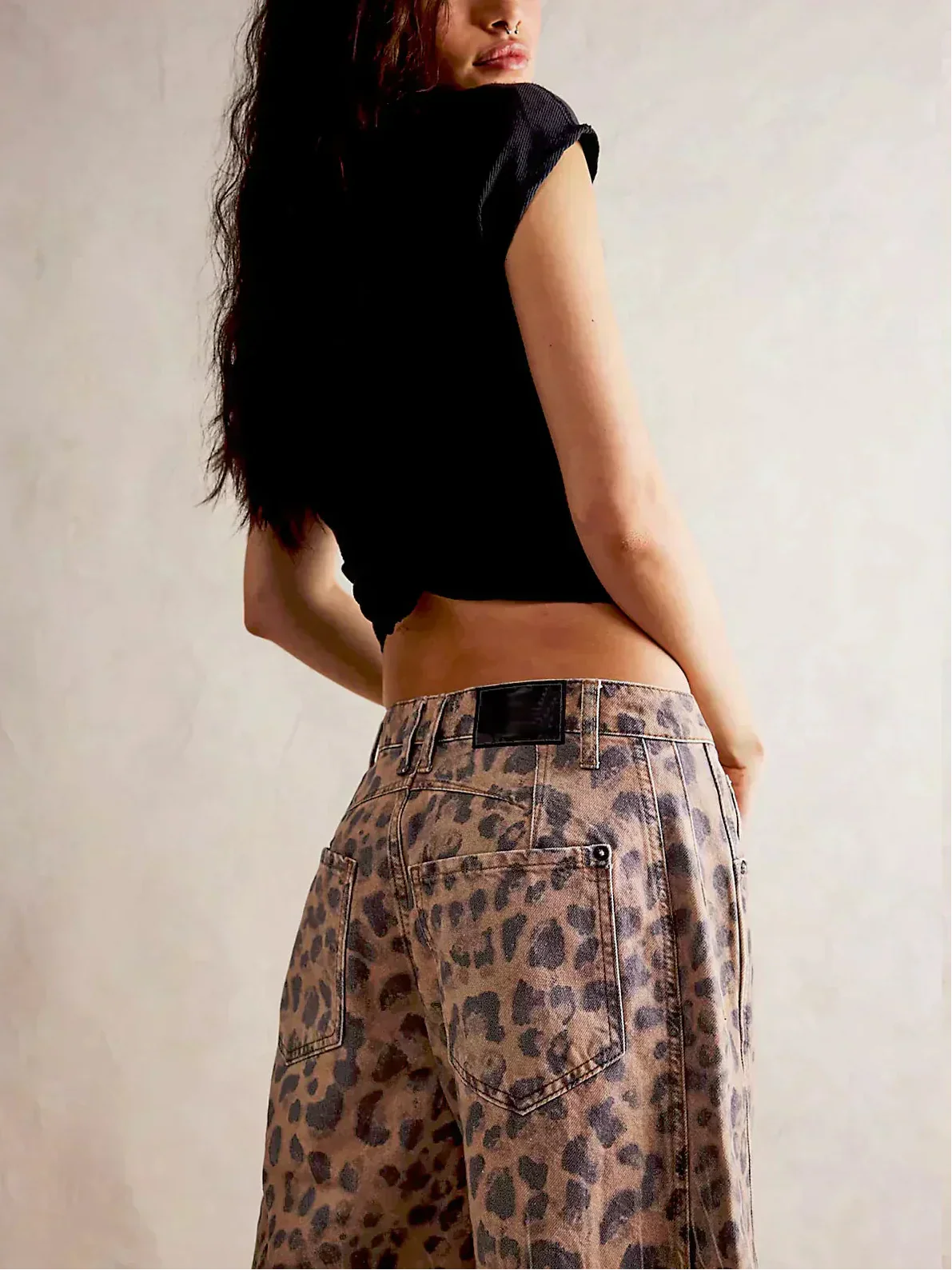 Whitney | Women's Wide Leg Leopard Print Jeans