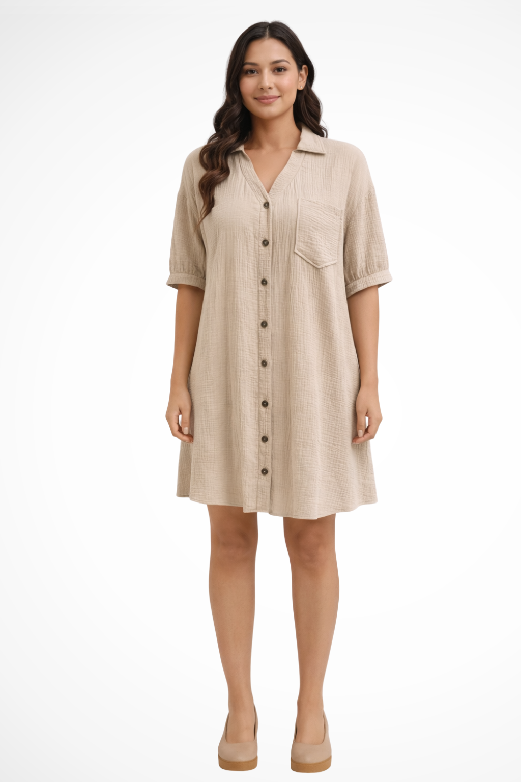 Tatum | Women's Midi Button-Up Shirt Dress