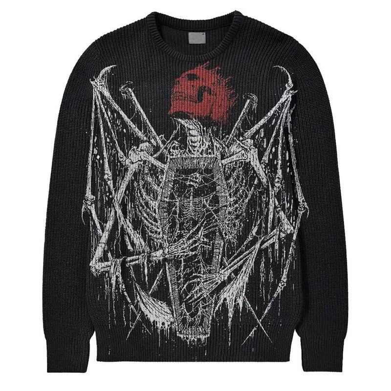 BLACK KNIT CLOUD Y2K Pullover