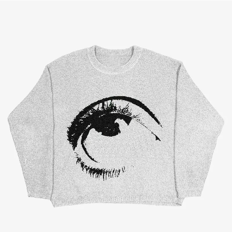 BLACK KNIT CLOUD Y2K Pullover