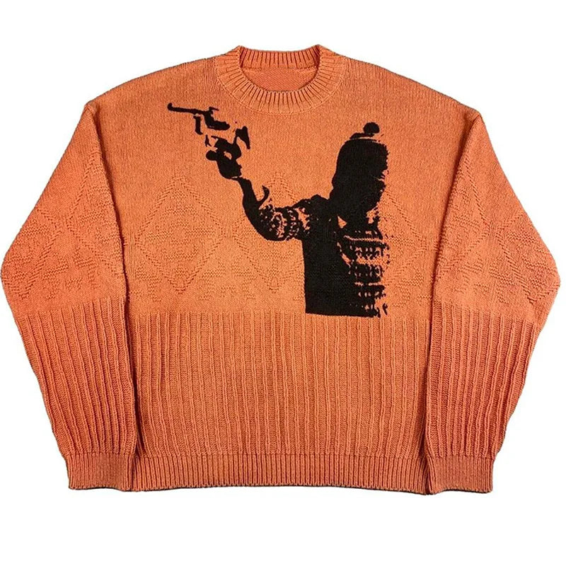 BLACK KNIT CLOUD Y2K Pullover