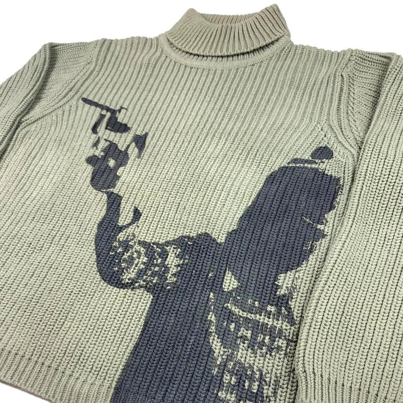 BLACK KNIT CLOUD Y2K Pullover