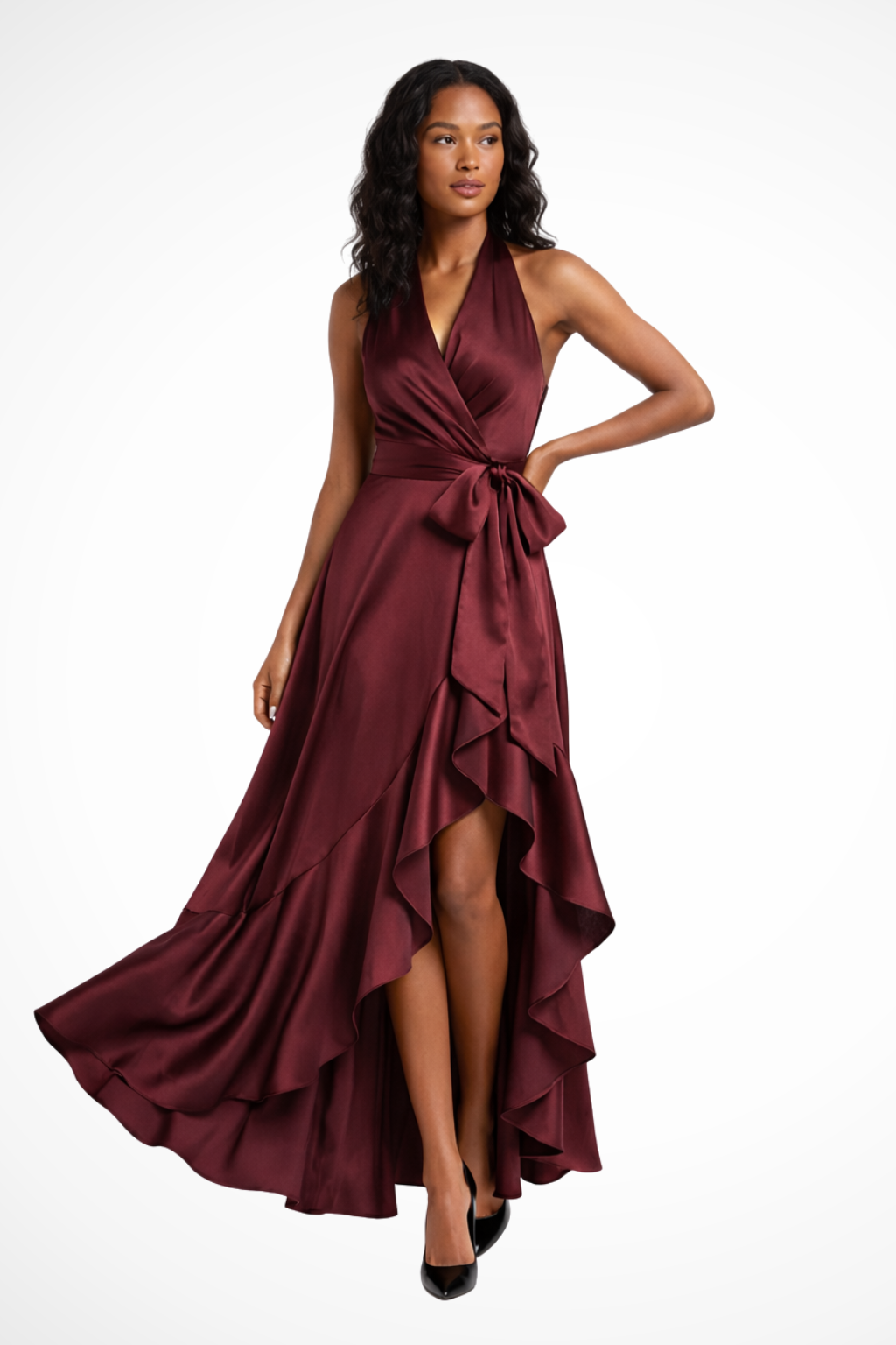 Wilma | Women's Halter Maxi Dress with Slit Detail