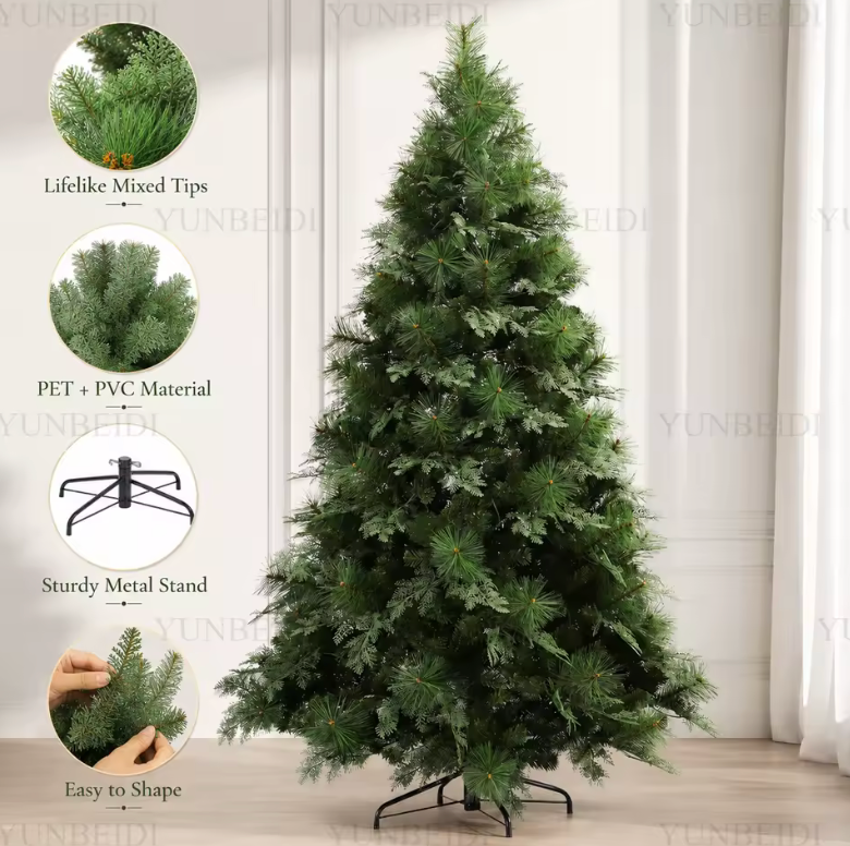 Large Artificial Christmas Tree – Natural Pine Look, Home & Party Décor
