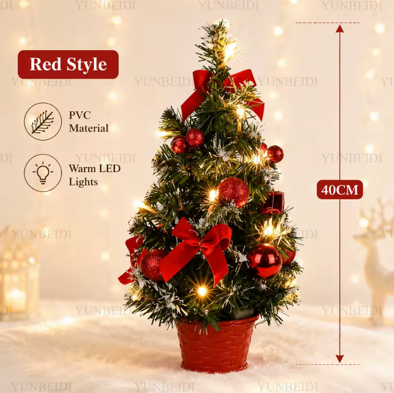 Small Pre-Lit Christmas Tree – Perfect Desktop Gift for the Holidays