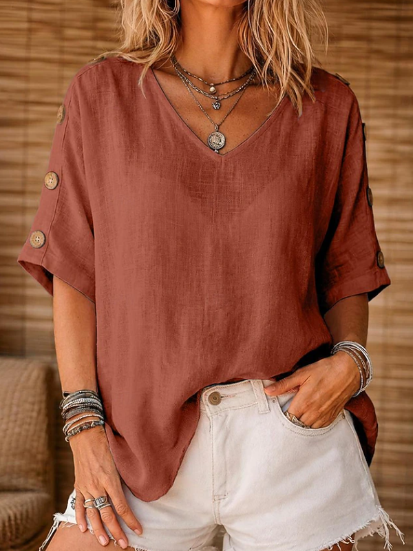 Nadine | Classic V-Neck Batwing Sleeve Blouse