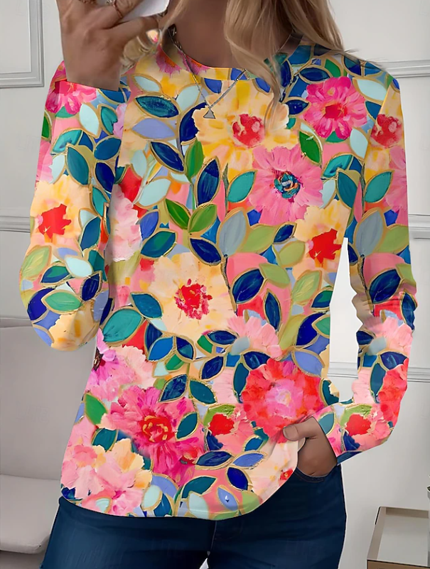 Robyn | Casual Long Sleeves Crew Neck Floral Shirt