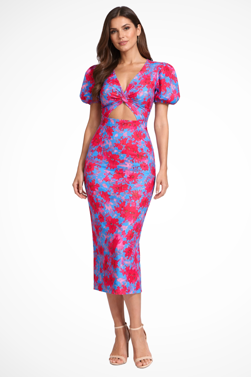 Nicolette | Women's Floral Puff Sleeve Midi Dress