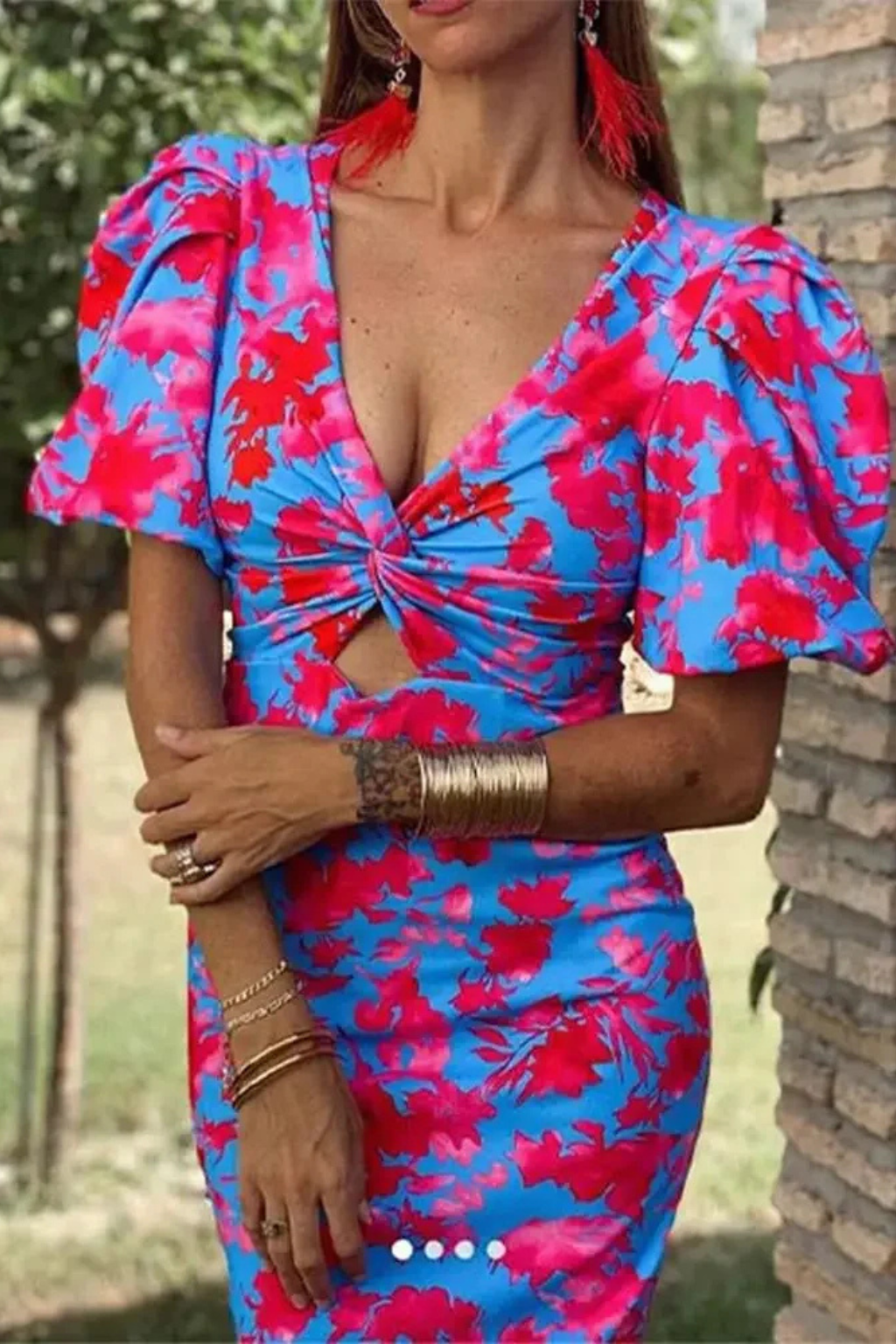 Nicolette | Women's Floral Puff Sleeve Midi Dress