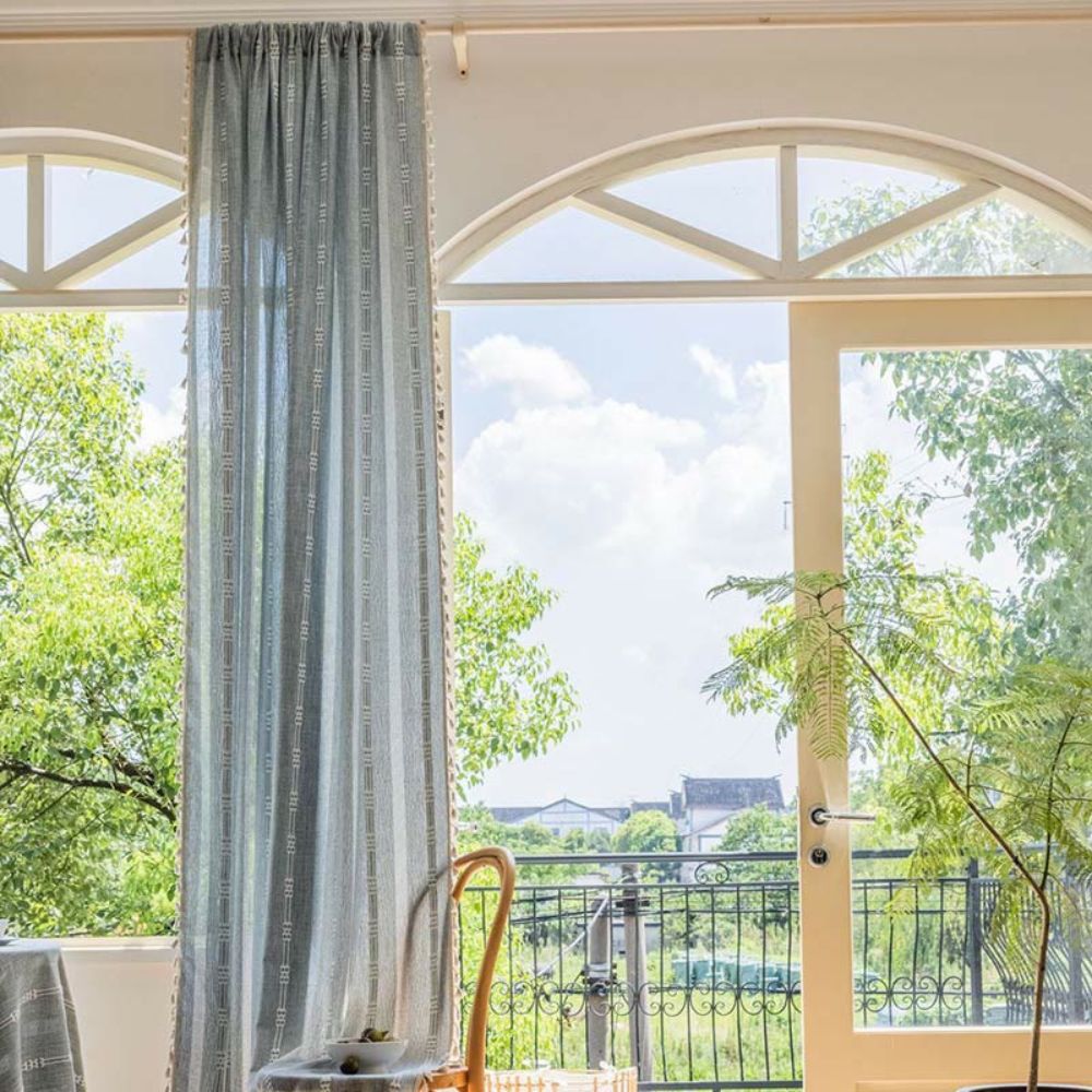 Sunlit Stripes Sheer Tassel Curtain