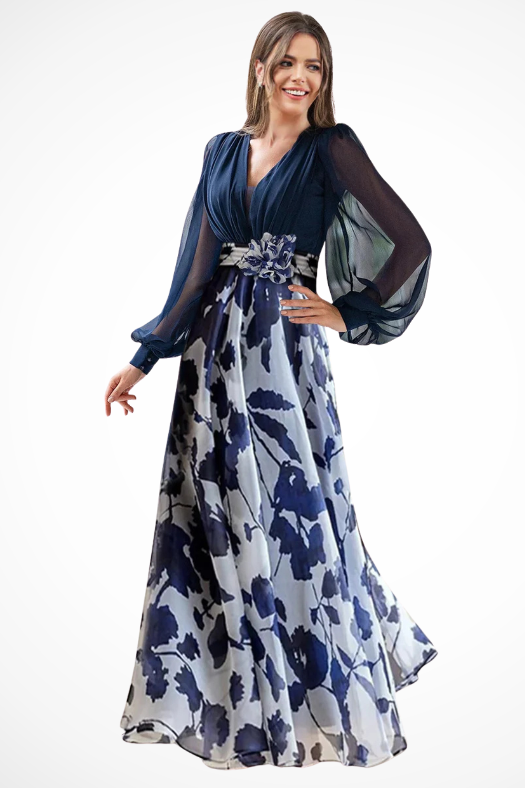 Valentina | Women's Floral Maxi Dress with Balloon Sleeves
