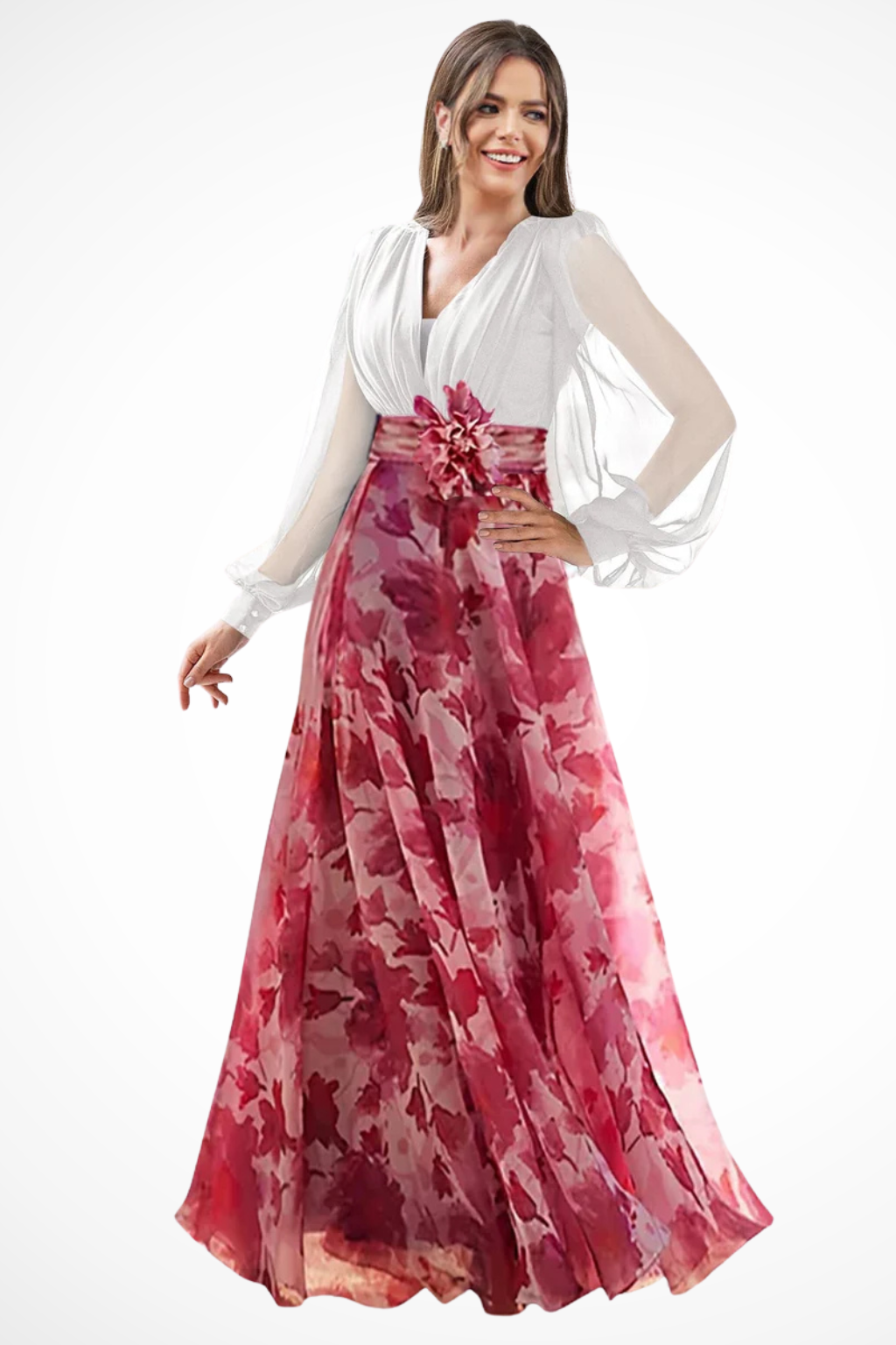 Valentina | Women's Floral Maxi Dress with Balloon Sleeves