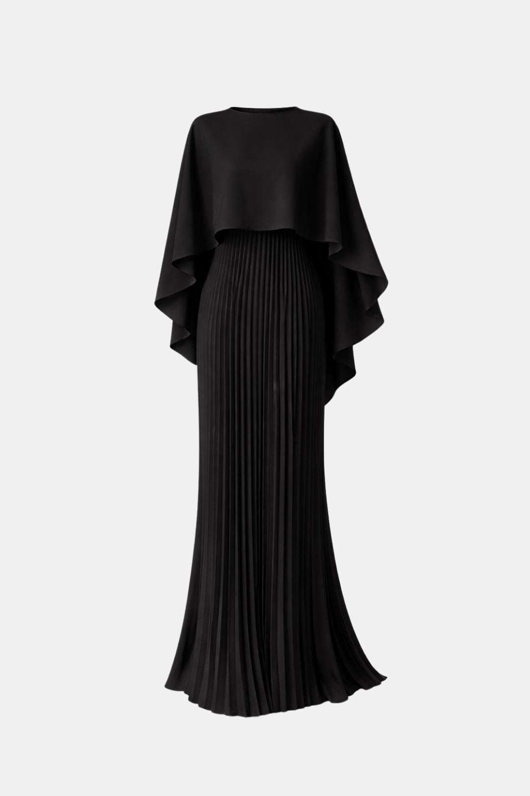 Veda – Pleated Chiffon Maxi Dress with High Neck Silhouette